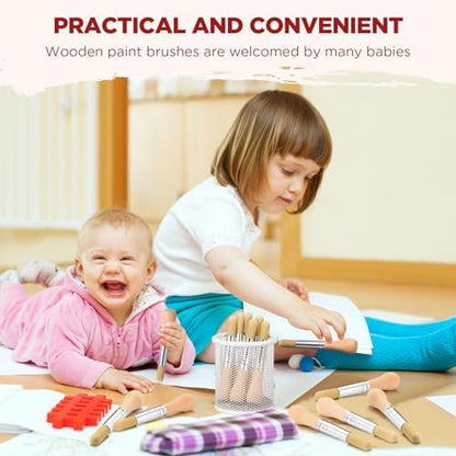 Sinload toddler paint brushes demonstrating the stout round head handle geometry for easy grip