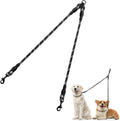 Taglory Double Dog Leash Coupler front view showing black reflective braided nylon rope.