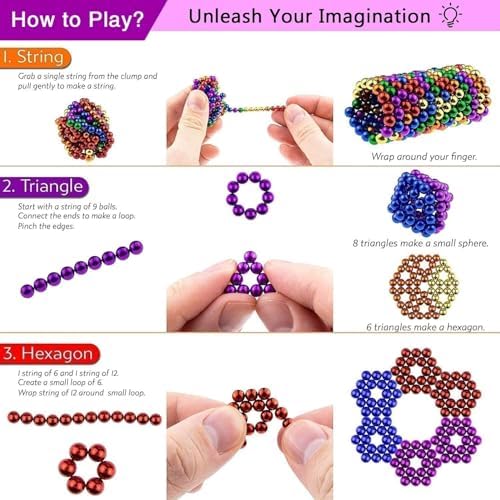 Various 3D sculptures built from magnetic building blocks