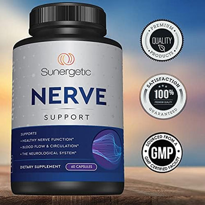 Sunergetic Nerve Support ingredients including Turmeric and Ashwagandha extracts.