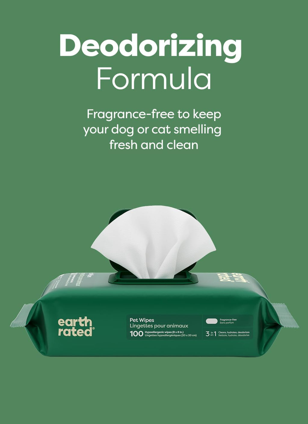 Earth Rated certified biobased pet wipes back label instructions