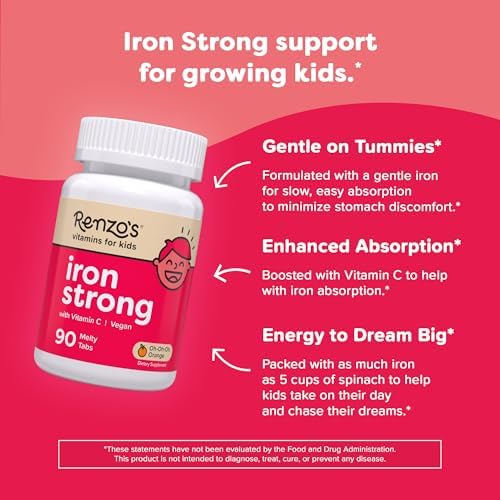 Dissolvable vegan kids iron supplement melty tabs packaging details
