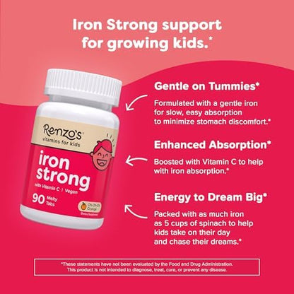Dissolvable vegan kids iron supplement melty tabs packaging details