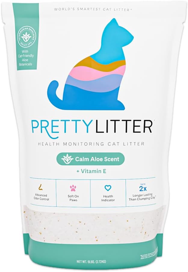 PrettyLitter Health Monitoring Cat Litter (Unscented, Non Clumping) | Lightweight & Low Tracking, Color Changing Silica Gel Crystals, Advanced Odor Control - 6 Lbs, Pack of 2 (Up to 2 Month Supply) - Image 10