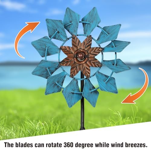 Aoutrow wind spinner set installed in a home garden