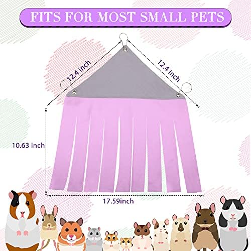 Shappy 2 Pcs Guinea Pig Hideout Hideaway Corner Fleece Toys Cage Accessories Cute Ferret Hammock for Ferrets Chinchillas Hedgehogs Small Pets(Grey with Pink, Grey with Purple, Heart-Shape) - Image 3