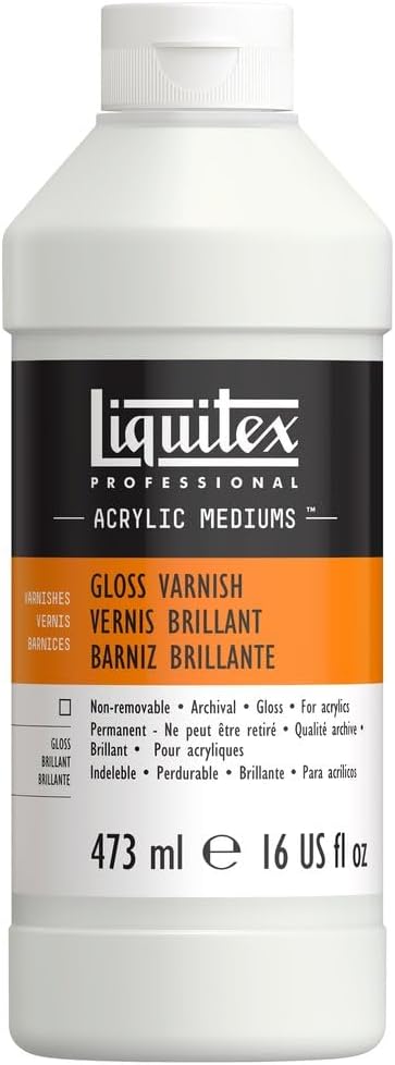 Premium 32oz liquid varnish for enhancing brightness and color depth in art