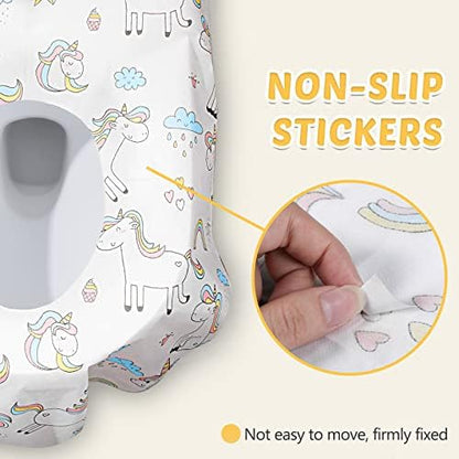 Mimorou individually wrapped portable toilet seat liners stored easily inside a diaper bag