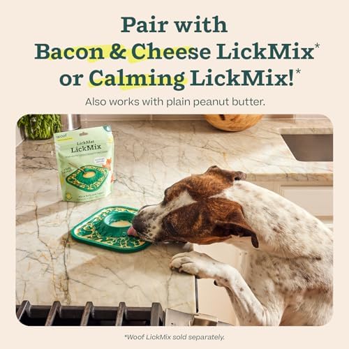 Woof LickMat in use during dog bath time