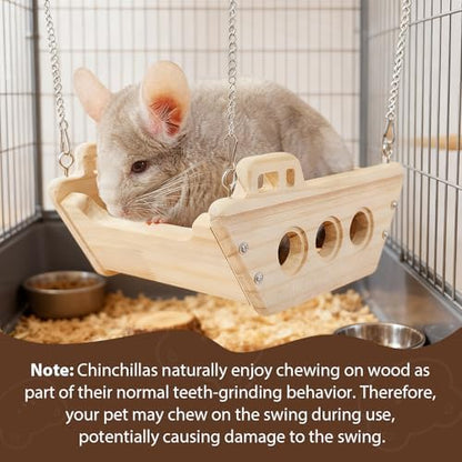 Premium imported chinchilla cage accessories showing safe smooth sanded wood surface.