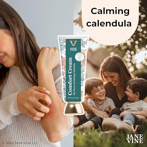 Jane Vine unscented calendula ointment for sunburn and itchy skin recovery.