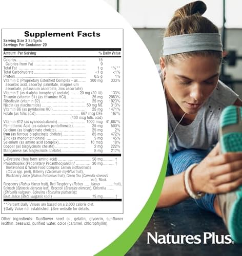 NaturesPlus Hema Plex total blood health softgels safety warning text and expiration date visualization