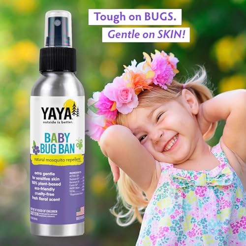 Back label of Baby Bug Ban spray displaying clear usage instructions for parents and children