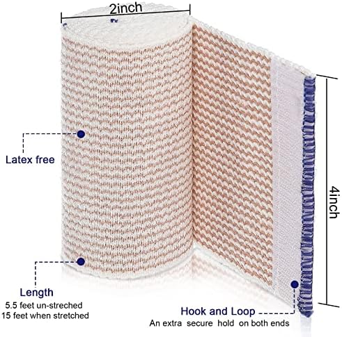 Self-closure elastic bandage roll showing blue trim and secure fastener.