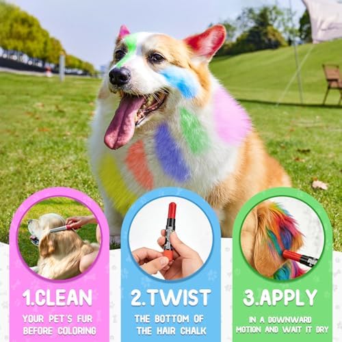 Top view of 12 vibrant color pet hair dye pens by Aofegrlt