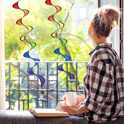 Set of four colorful windsock streamers for yard decor