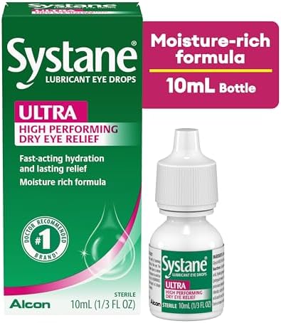 Alcon Systane Ultra high performance artificial tears packaging details.