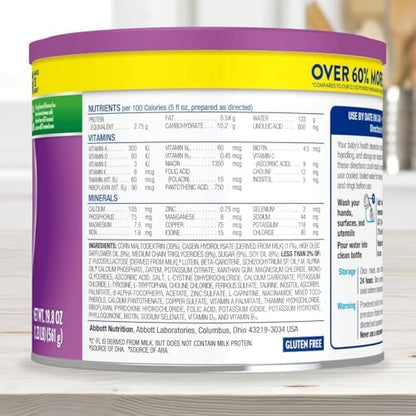 Similac Alimentum 2'-FL HMO formula powder container highlighting the fast colic relief validation icon.