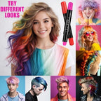 Creamy water based temporary hair chalk sticks showcasing rainbow and metallic shades.