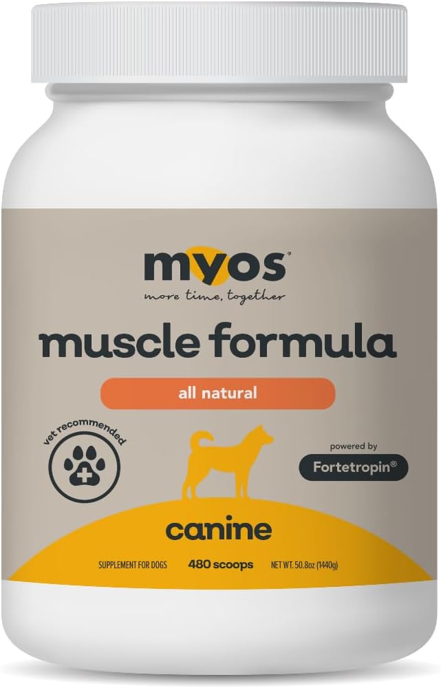 Scoop of MYOS fertilized egg yolk powder supplement for daily pet care