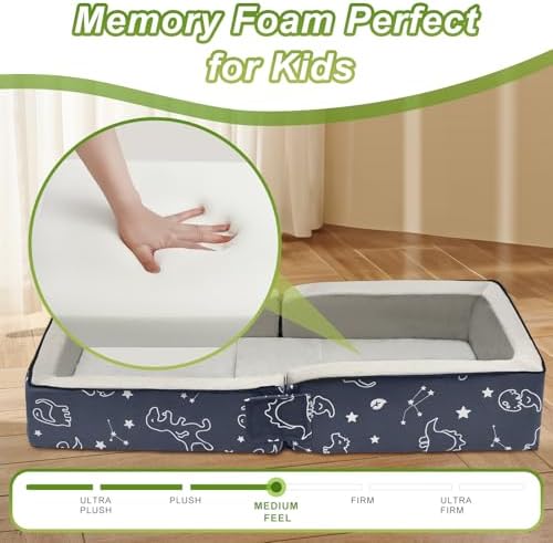 JOYWOO portable kids floor bed folded into its compact travel carry case configuration.