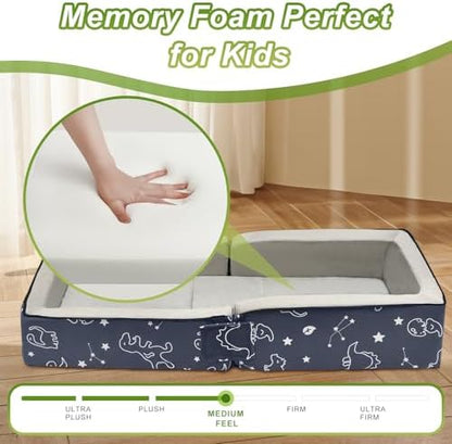 JOYWOO portable kids floor bed folded into its compact travel carry case configuration.