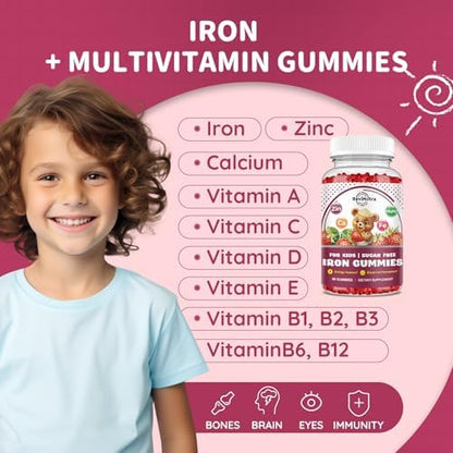 ReviNutra iron and zinc dietary supplement bottle showing secure child resistant safety cap