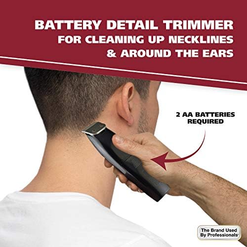 Wahl battery operated detail trimmer for neckline and sideburn maintenance.
