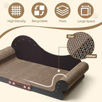ComSaf furniture protector scratch pad placed in a modern living room next to a fabric sofa.