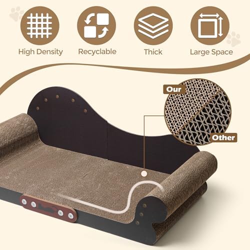 ComSaf furniture protector scratch pad placed in a modern living room next to a fabric sofa.