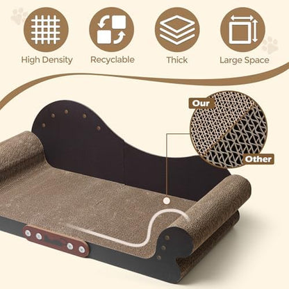 ComSaf furniture protector scratch pad placed in a modern living room next to a fabric sofa.