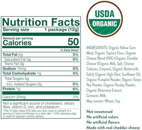 Back of Little Bellies organic toddler veggie tubes pack displaying nutritional information.