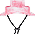 GDQ Dogs and Cats Sunshade Bucket Hat front view bright pink