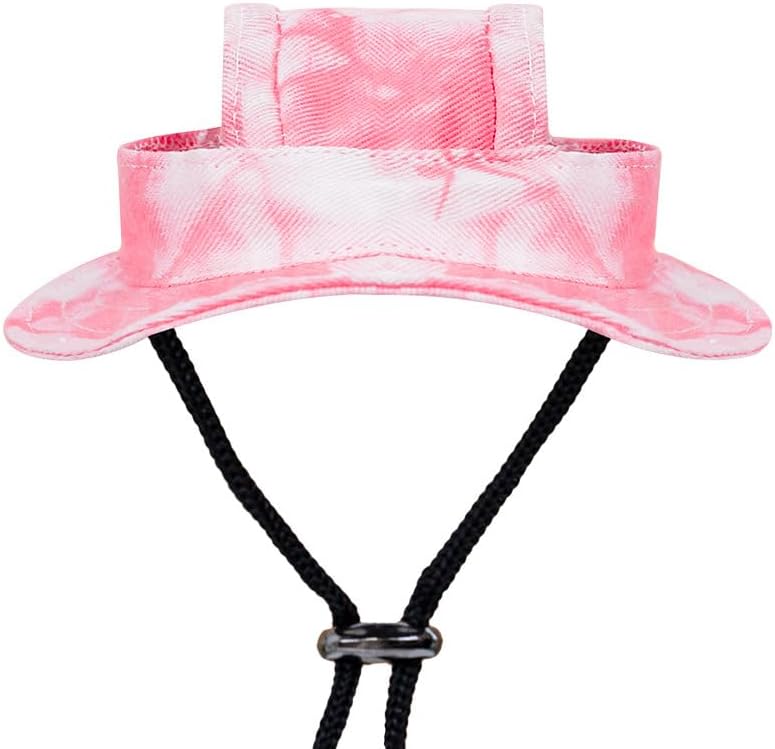 GDQ Dogs and Cats Sunshade Bucket Hat front view bright pink