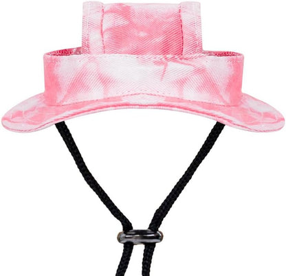 GDQ Dogs and Cats Sunshade Bucket Hat front view bright pink