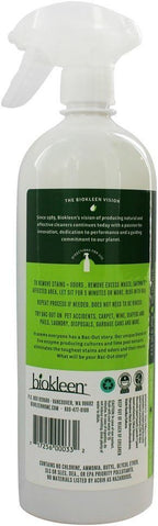 Biokleen Bac-Out foaming spray bottle application on carpet