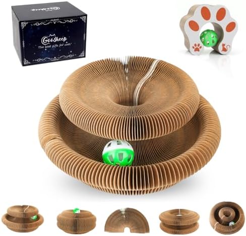 Goosheep cardboard cat scratching board being stretched and twisted into a bone shape
