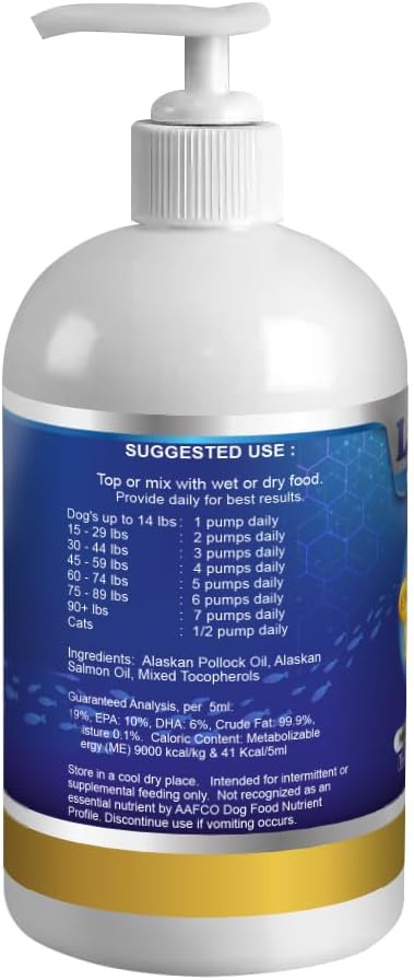 USA imported Pet Honesty wild caught Alaskan fish oil nutritional supplement packaging details.