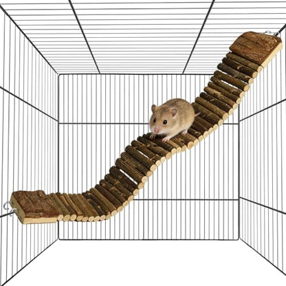 Hamiledyi Hamster Suspension Bridge 21.7 x 2.8 Inch Rat Long Bendy Bridge Wooden Climbing Ladder Cage Accessories for Syrian Hamster Gerbil Mouse Rat - Image 2