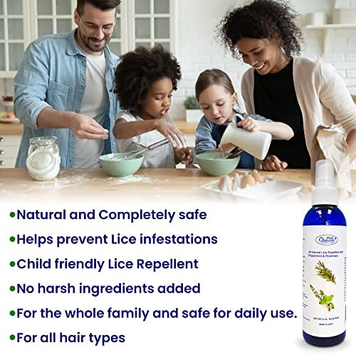 Hair Cleaners lice prevention spray ingredients label showing organic essential oils