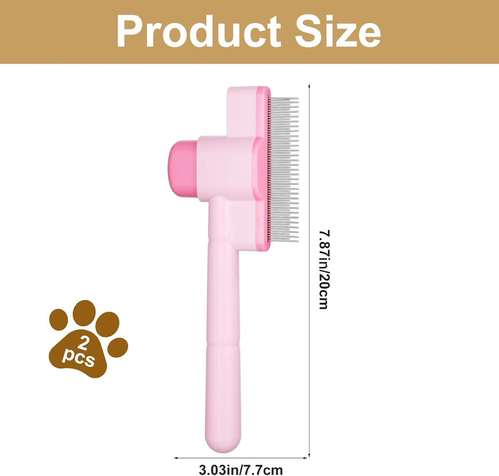 YBEATY dog grooming brush with stainless steel teeth showing one click release button