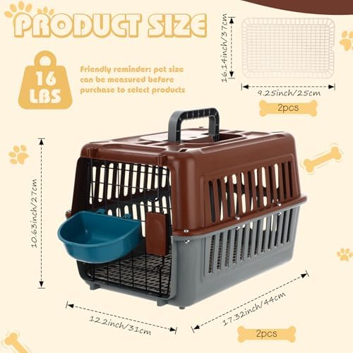Sunnymove brown cat carrier set including attachable blue food bowl and cooling mat