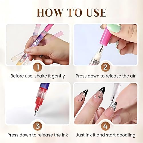 Nail Art Pens, 12 Colors 0.5mm Fine Tip Water-Based Quick-Dry Pens for DIY Nail Design, Doodles & Outlines – Nail Art Kit for Kids, Teens & Beginners - Image 5