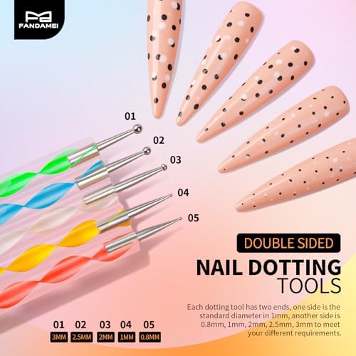 Close up of Fandamei synthetic fiber nail painting brushes