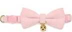 Breakaway Cat Collar with Bow Tie and Bell Adjustable Soft Corduroy Pink Kitten Collars for Girl Cats - Image 6