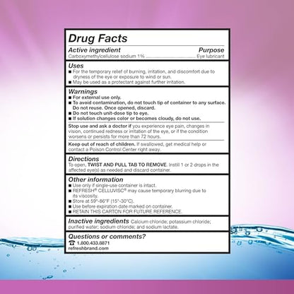 Refresh Celluvisc thick gel drop application for severe dry eye relief illustration