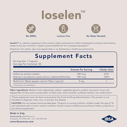 Ibsa Ioselen box with selenium and iodine formulation highlights