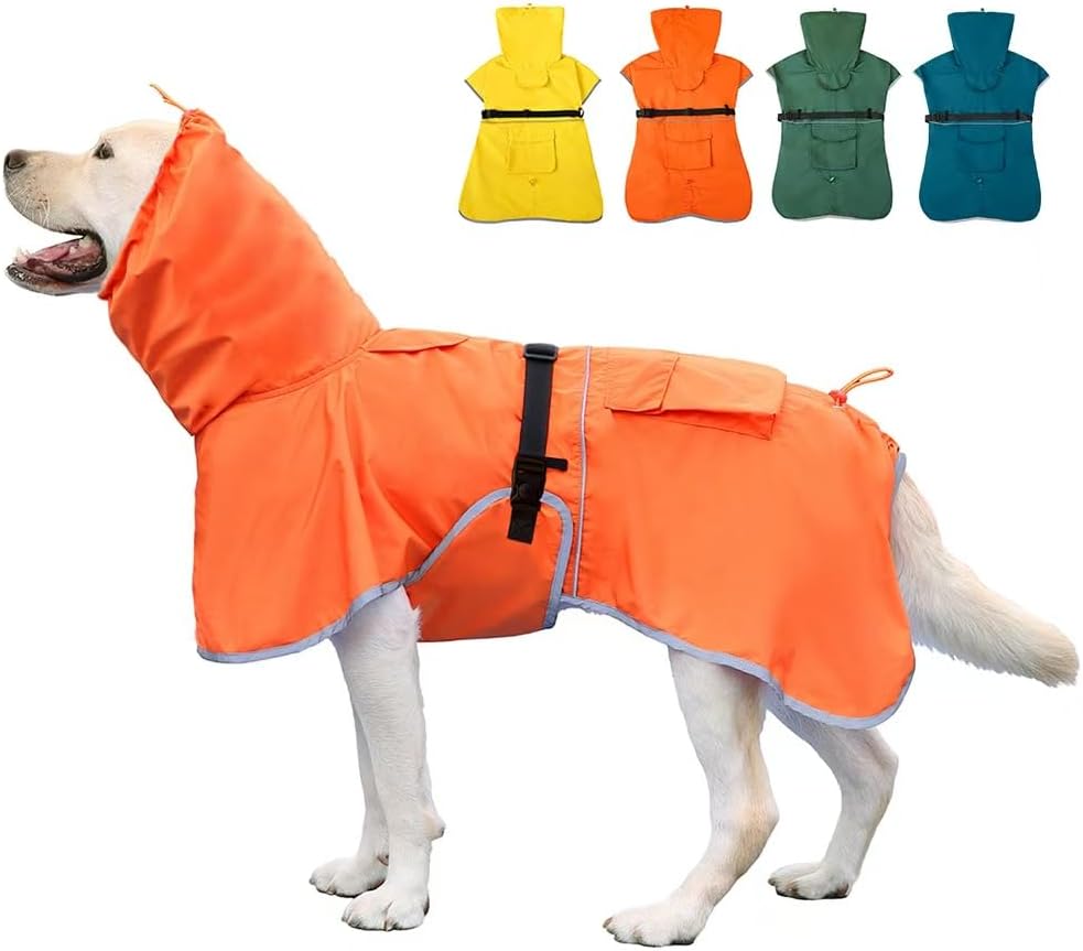 Reflective Dog Raincoat Waterproof Adjustable Dog Hooded Poncho Raincoat for Medium Large Dogs, Lightweight Pet Rain Jacket(Blue, 4XL) - Image 9