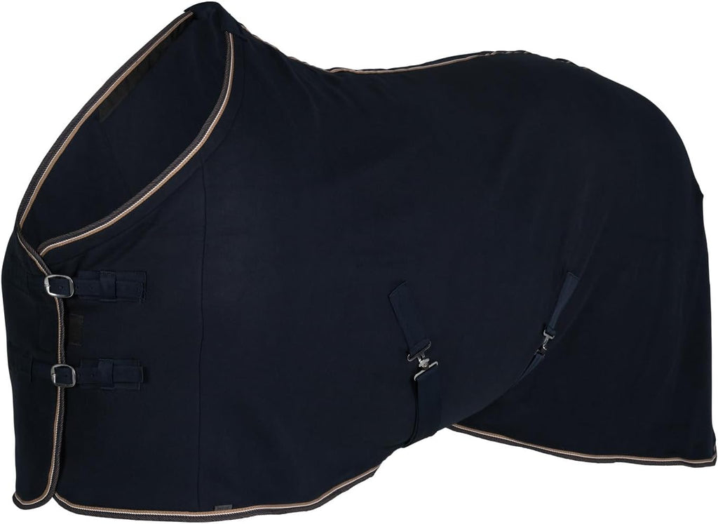HORZE Kiel Fleece Horse Cooler Blanket | Quick-Dry Fleece Horse Cooler Sheet with X-Surcingles & Tail Cord - Black - 81 in - Image 9