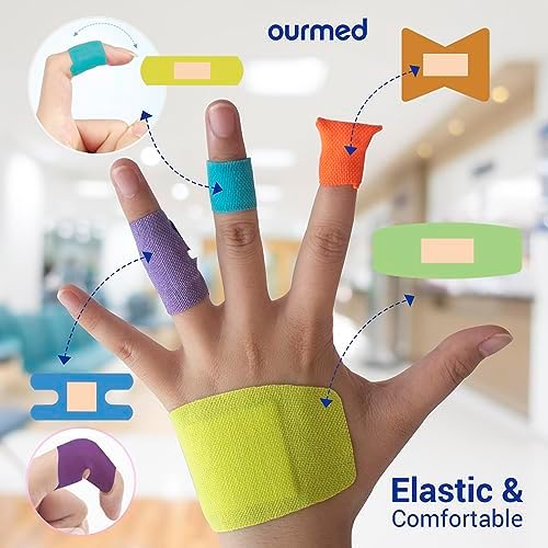 Latex free colorful medical plasters showing the breathable fabric texture